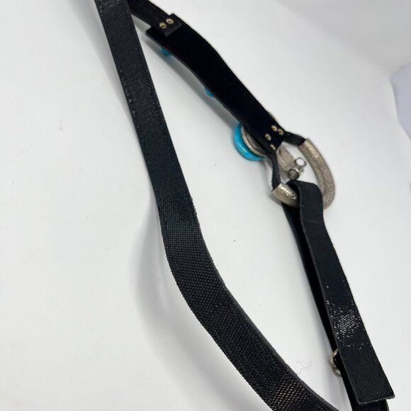 Adjustable Black, Silver & Turquoise Fashion Belt with Hook & Loop Western - Picture 9 of 9